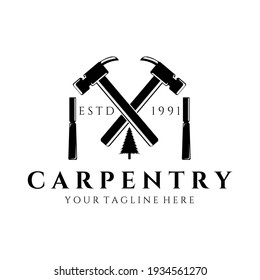 carpenter logo vector vintage illustration design