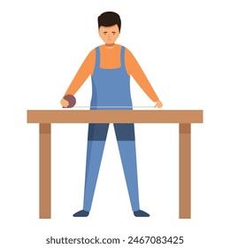 Carpenter make final measurement icon cartoon vector. Furniture fixing. Home service