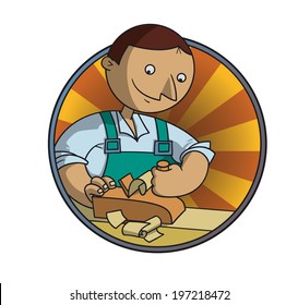 Carpenter makes the piece by the planer
