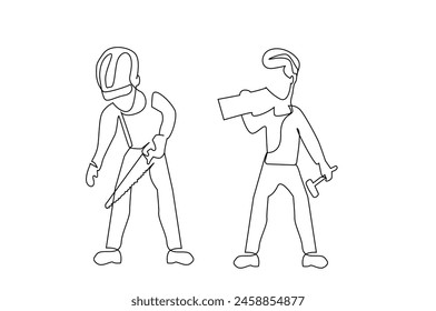 carpenter male work work one line art design vector