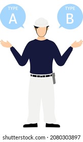 Carpenter man pose, Suggesting A and B
