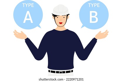 Carpenter man pose, Suggesting A and B