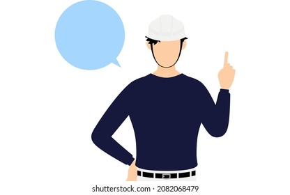 Carpenter man pose, Talking while pointing