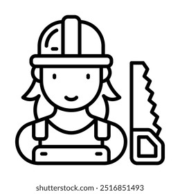 Carpenter Outline Icon, Vector illustration