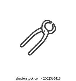 Carpenter pincer line icon. linear style sign for mobile concept and web design. Pincer pliers outline vector icon. Symbol, logo illustration. Vector graphics