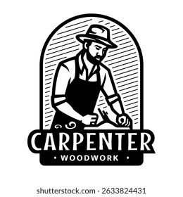 Carpenter with a plane. Vector illustration.