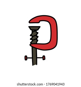 carpenter press doodle icon, vector illustration