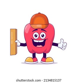 Carpintero rojo pimiento pimiento caricatura mascota personaje gráfico vector diseño