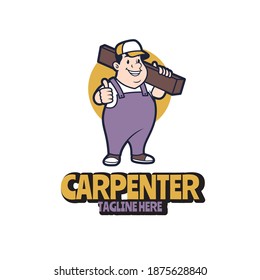 Carpenter retro logo design template