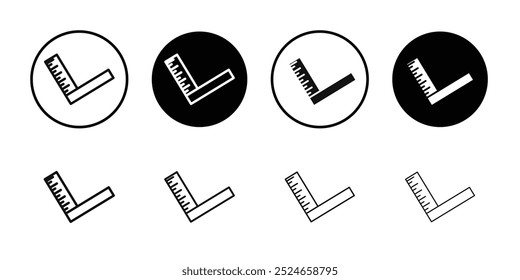 Carpenter ruler icon Collection of flat thin outline vector