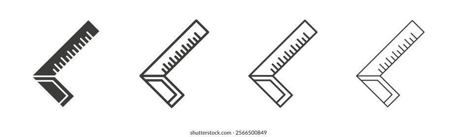 Carpenter ruler icon flat and linear vector illustration on white background.