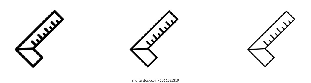 Carpenter ruler icon in tree different line stroke sizes.