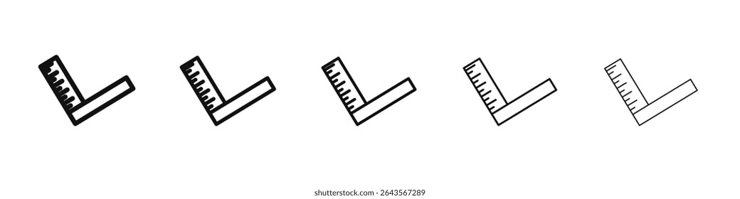 Carpenter ruler icon vector outline set illustration sign