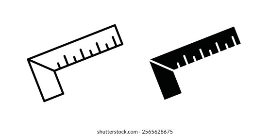 Carpenter ruler icons in black and white colors