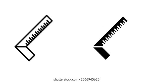 Carpenter ruler icons. black and white vector set.