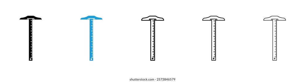 Carpenter ruler icons in filled and 3 stroke weights