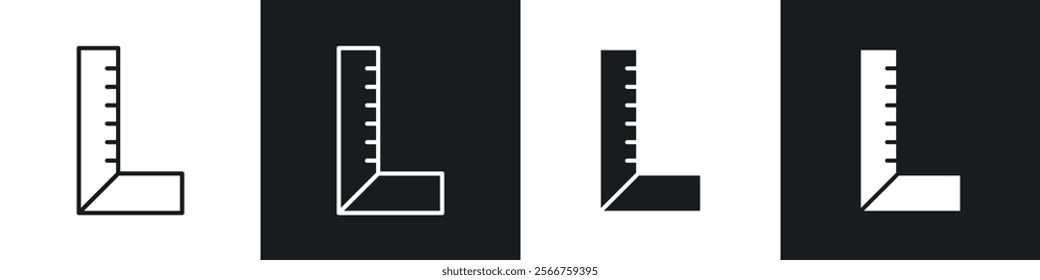 Carpenter ruler icons in Thin line black color. flat simple vector symbols illustration.