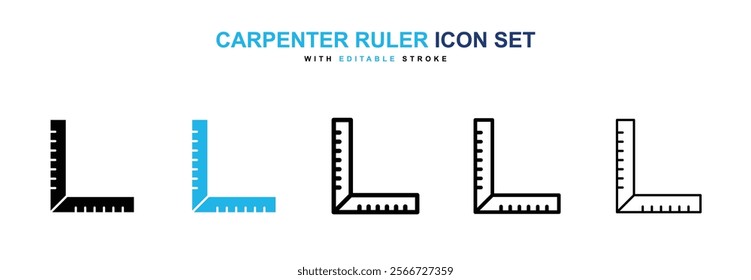 Carpenter ruler icons vector collection pack.