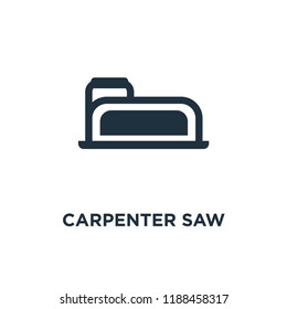 Carpenter Saw icon. Black filled vector illustration. Carpenter Saw symbol on white background. Can be used in web and mobile.