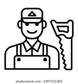 Carpenter with saw icon vector on trendy design