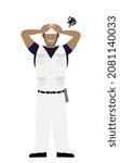 Carpenter senior man pose, Worry with your head