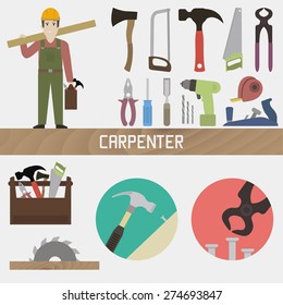 Carpenter. Set in a flat style