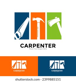 Carpenter set logo vector design. Suitable for business, information service, and building