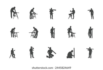 Carpenter silhouettes, Carpenter working silhouette