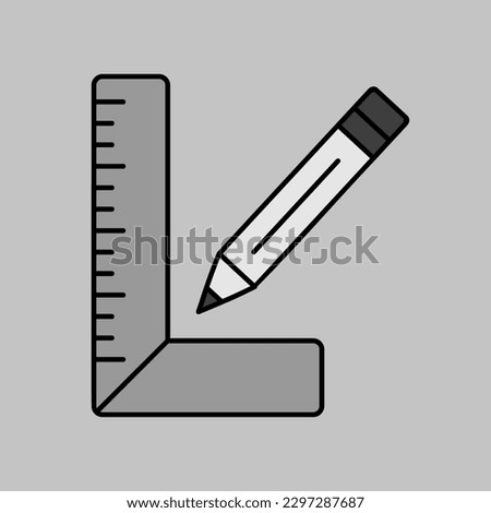Carpenter square and pencil vector grayscale icon. Construction, repair and building. Graph symbol for your web site design, logo, app, UI