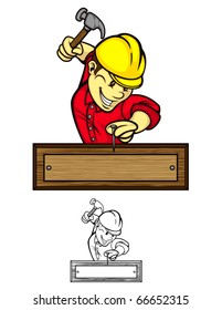 A Carpenter Swinging A Hammer