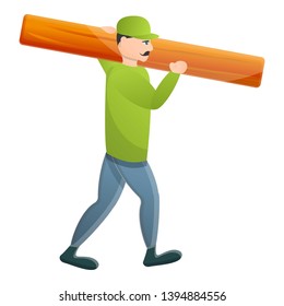 Carpenter take wood plank icon. Cartoon of carpenter take wood plank vector icon for web design isolated on white background
