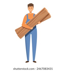 Carpenter takes wooden planks icon cartoon vector. Domestic fitting. Wooden work