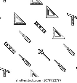 Carpenter Tool And Accessory Vector Seamless Pattern Thin Line Illustration