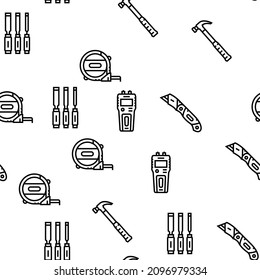 Carpenter Tool And Accessory Vector Seamless Pattern Thin Line Illustration