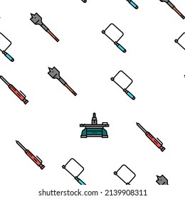 Carpenter Tool And Accessory Vector Seamless Pattern Thin Line Illustration
