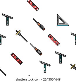 Carpenter Tool And Accessory Vector Seamless Pattern Thin Line Illustration