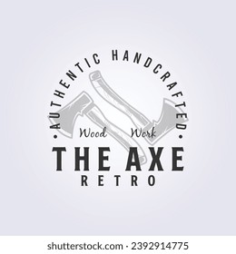 carpenter tool ax or hatchet logo vector illustration design