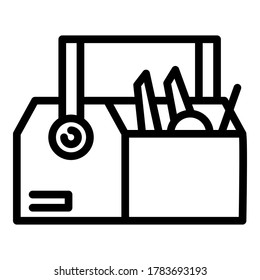 Carpenter tool box icon. Outline carpenter tool box vector icon for web design isolated on white background