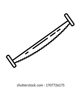 Carpenter tool hand saw isolated on white background. Line icon for construction, decoration, repair services. Tool kits. Sale, rent. Hand tools.  Shop for locksmith, carpenter, foreman.