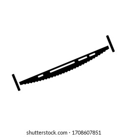 Carpenter tool hand saw isolated on white background. Black icon for construction, decoration, repair services. Tool kits. Sale, rent. Hand tools.  Shop for locksmith, carpenter, foreman.