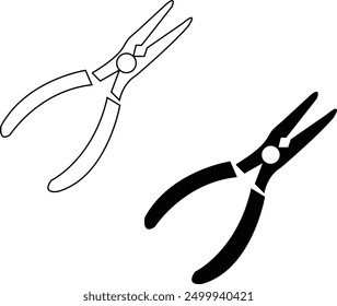 Carpenter tool icon isolated on white background. Builder, construction and repair hand tools with plastic handles. Side cutters vector illustration with transparent 