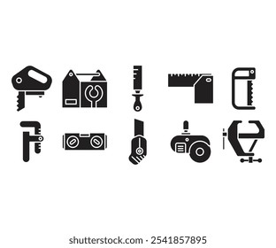 carpenter tool icons set vector illustration