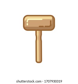 Carpenter tool mallet isolated on white background. Flat icon for construction, decoration, repair services. Tool kits. Sale, rent. Hand tools.  Shop for locksmith, carpenter, foreman.