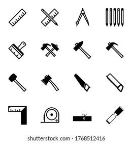 Carpenter tooling icon set illustration design black and white line icon