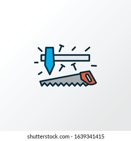 Carpenter tools icon colored line symbol. Premium quality isolated carpentry element in trendy style.