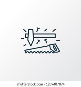 Carpenter tools icon line symbol. Premium quality isolated carpentry element in trendy style.