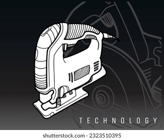 carpenter tools of ink drawing for poster graphics, and art print. Big bundle vector illustrations for carpenter tools theme on black background