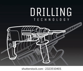 carpenter tools of ink drawing for poster graphics, and art print. Big bundle vector illustrations for carpenter tools theme on black background