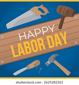 Carpenter tools Labor Day. Vector illustration