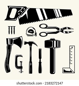 Carpenter Tools Vector Art, Icons, and Graphics illustration design